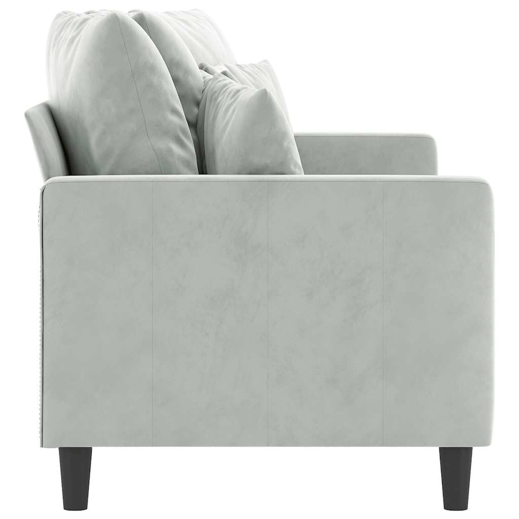 Light Gray Velvet 2-Seater Sofa with Metal Frame B482