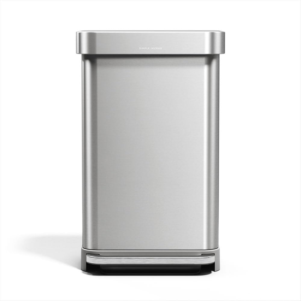 45L Brushed Stainless Steel Rectangular Step Can M492
