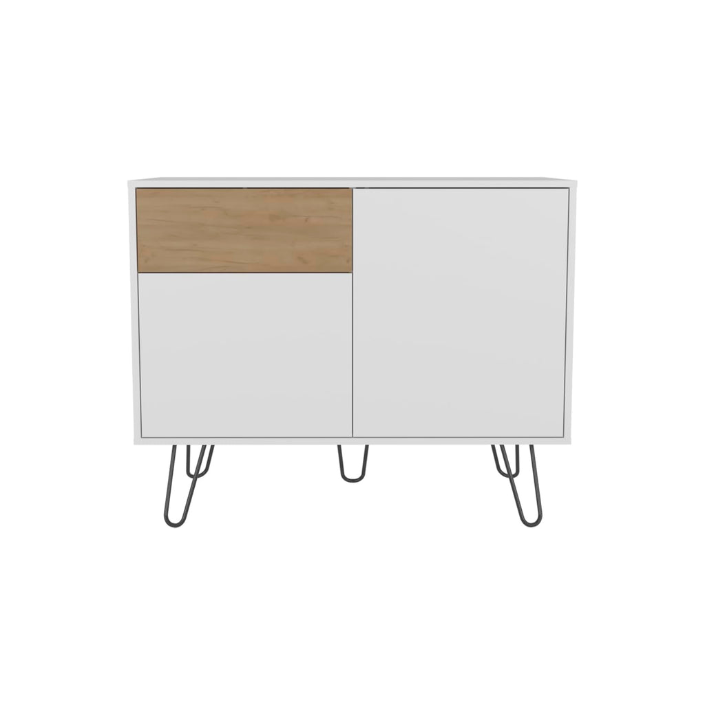 White Console Table with Two Cabinets, One Drawer and Four Shelves F156843
