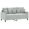Light Gray Velvet 2-Seater Sofa with Metal Frame B482