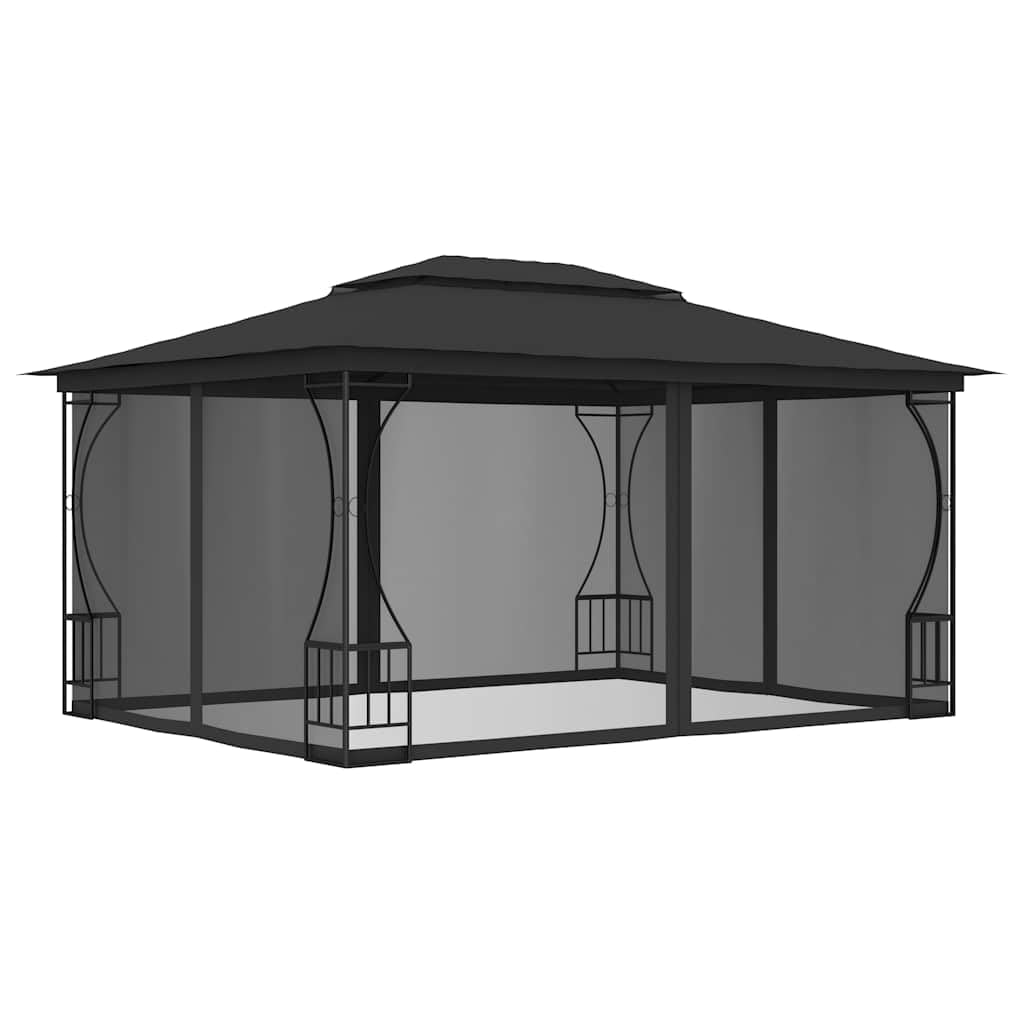Steel Frame Gazebo with Nets 9.8x13.1x8.7 Feet Anthracite R92663