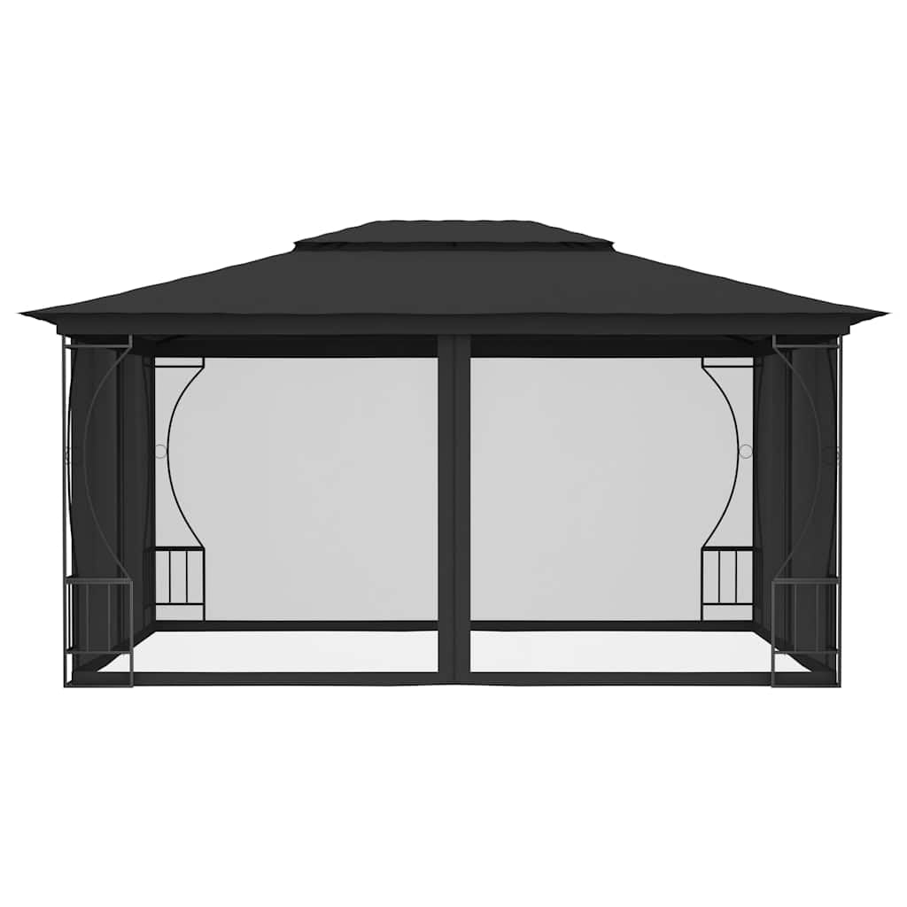 Steel Frame Gazebo with Nets 9.8x13.1x8.7 Feet Anthracite R92663