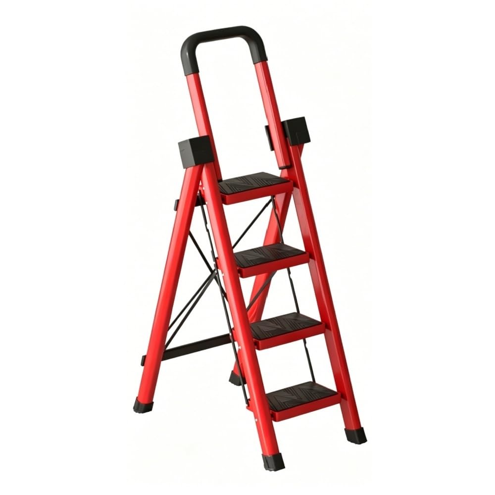 Heavy Sturdy Steel 4 Tier Step Stool with Handrail E77472