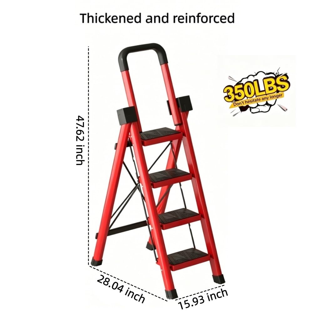 Heavy Sturdy Steel 4 Tier Step Stool with Handrail E77472