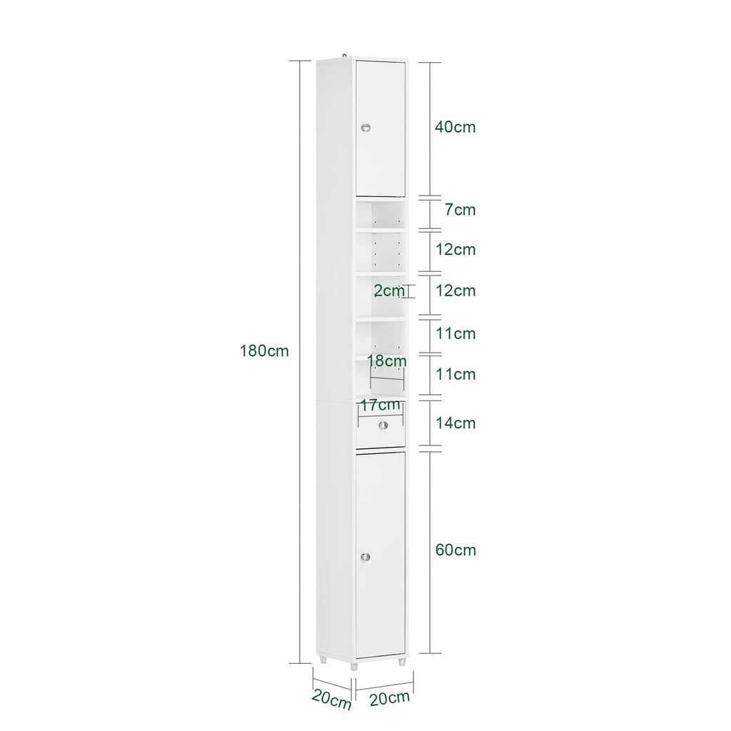 Narrow White Bathroom Storage Cabinet L36252