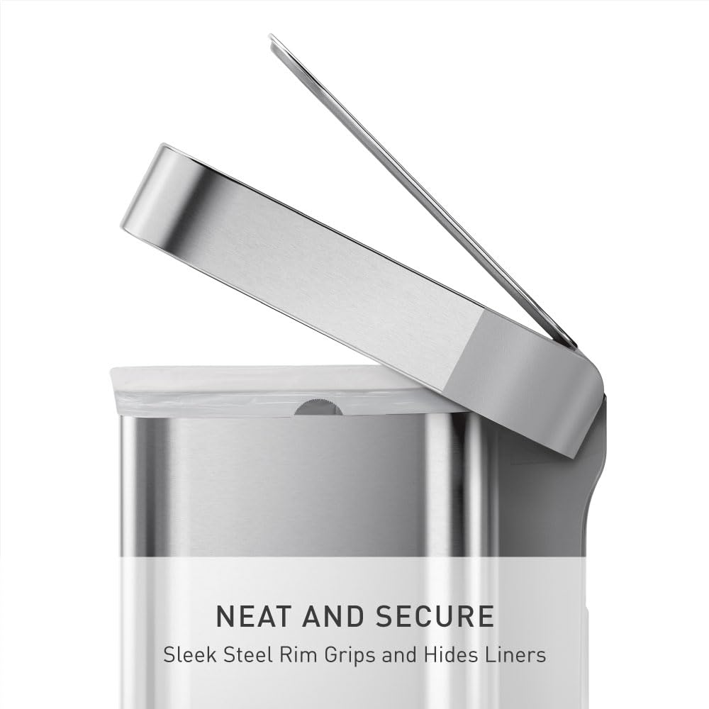 45L Brushed Stainless Steel Rectangular Step Can M492
