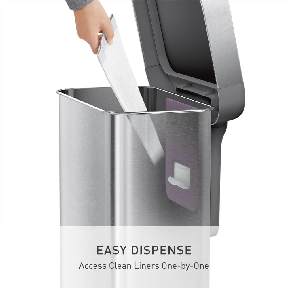 45L Brushed Stainless Steel Rectangular Step Can M492