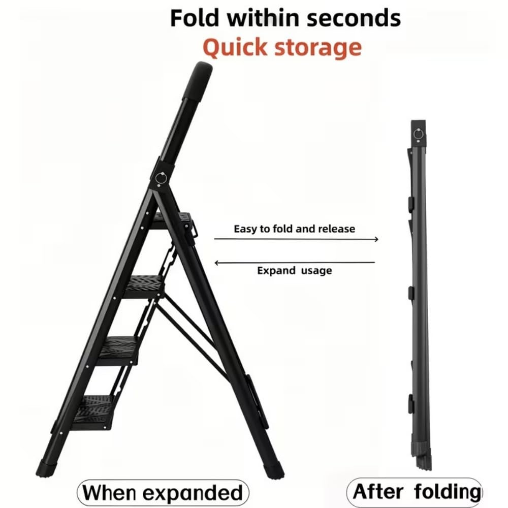 Heavy Sturdy Steel 4 Tier Step Stool with Handrail E77472