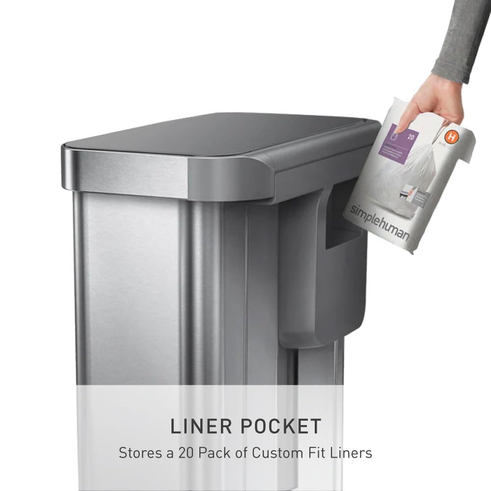45L Brushed Stainless Steel Rectangular Step Can M492
