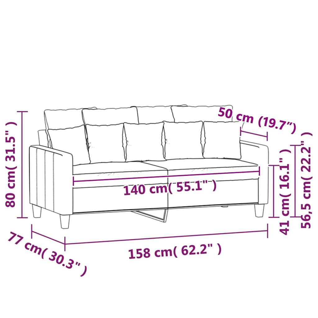 Light Gray Velvet 2-Seater Sofa with Metal Frame B482