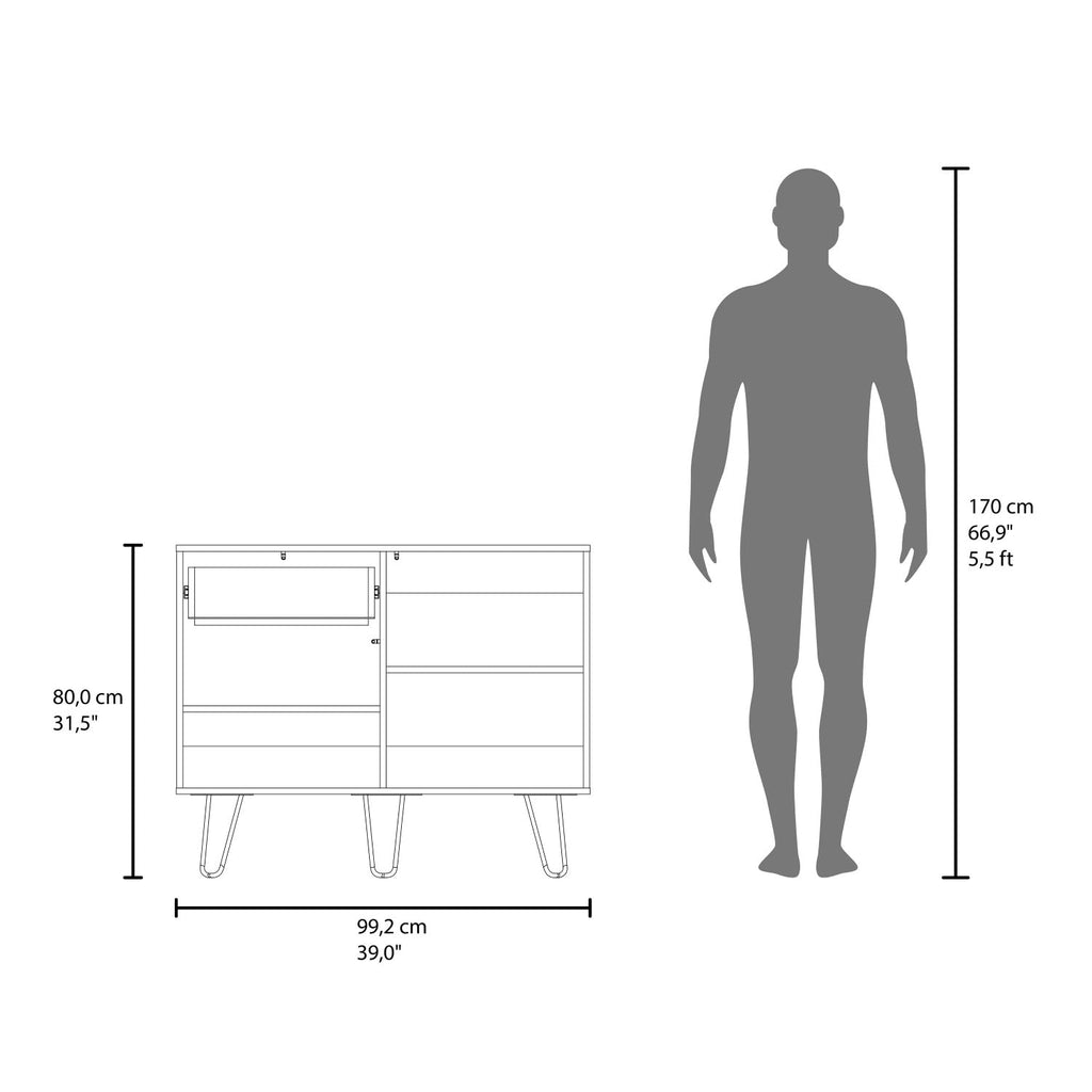 White Console Table with Two Cabinets, One Drawer and Four Shelves F156843
