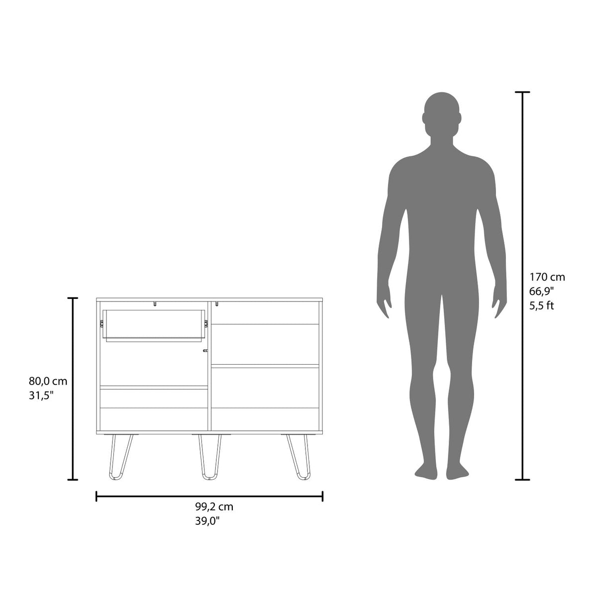 White Console Table with Two Cabinets, One Drawer and Four Shelves F156843