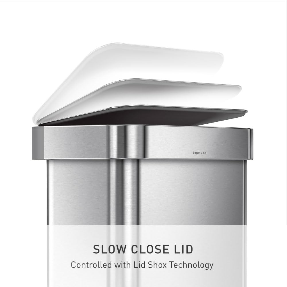 45L Brushed Stainless Steel Rectangular Step Can M492