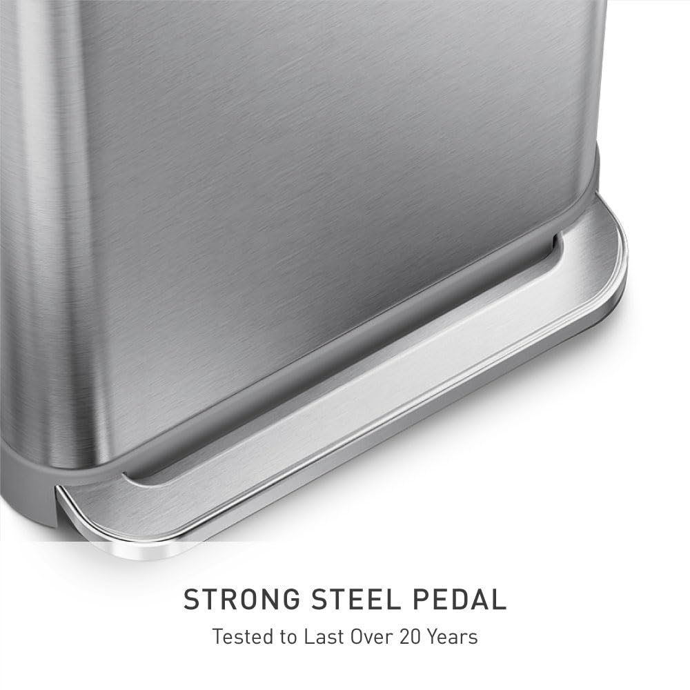45L Brushed Stainless Steel Rectangular Step Can M492
