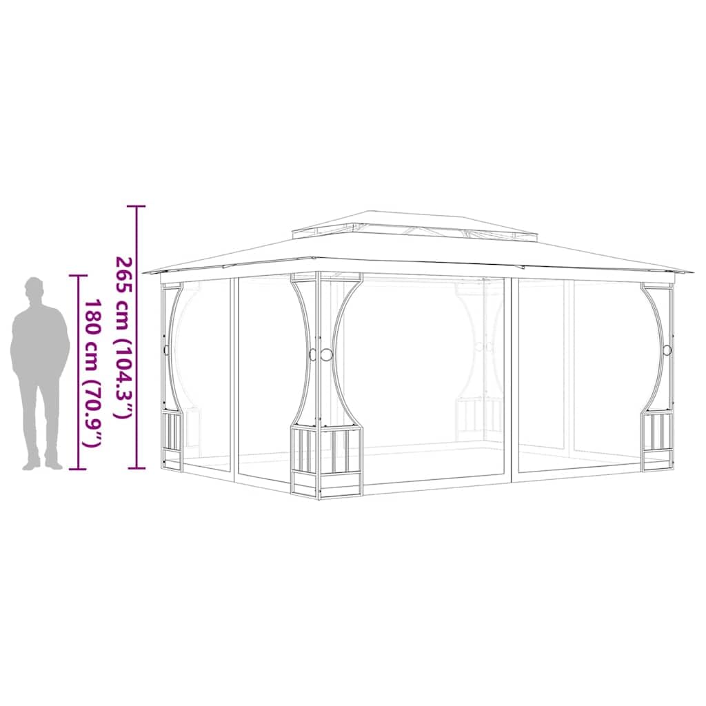 Steel Frame Gazebo with Nets 9.8x13.1x8.7 Feet Anthracite R92663