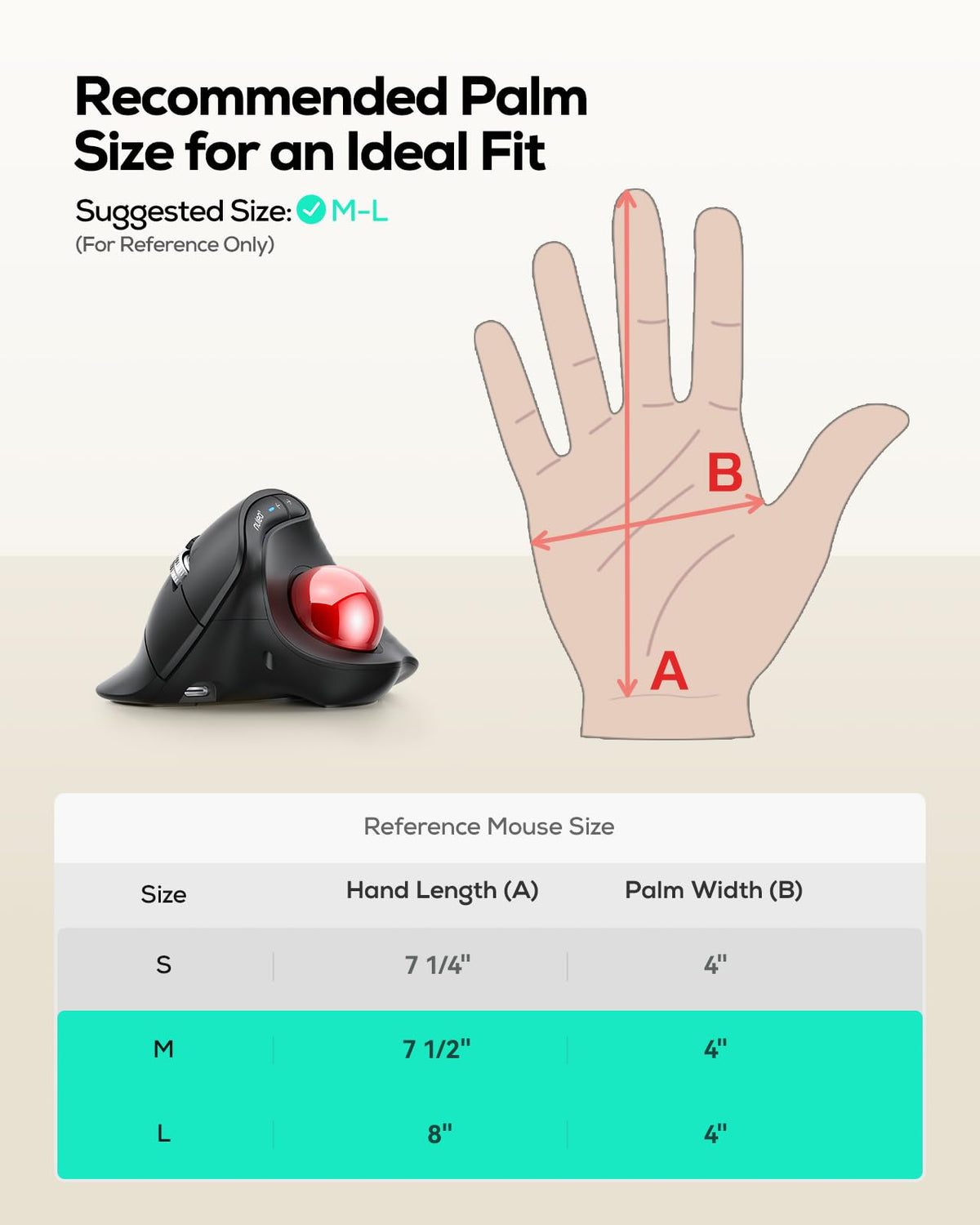 Wireless Ergonomic Vertical Trackball Mouse A497