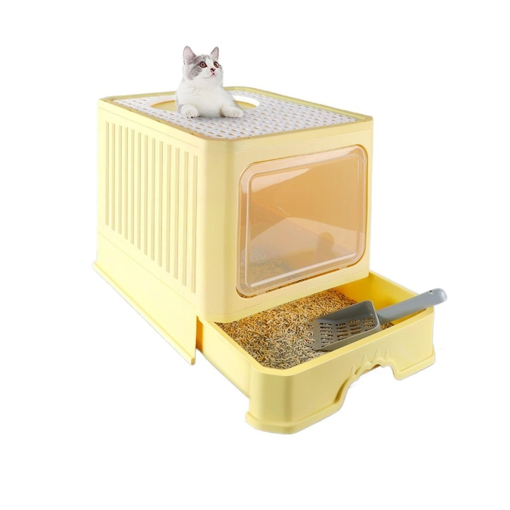 Foldable Enclosed Cat Litter Box with Lid R427