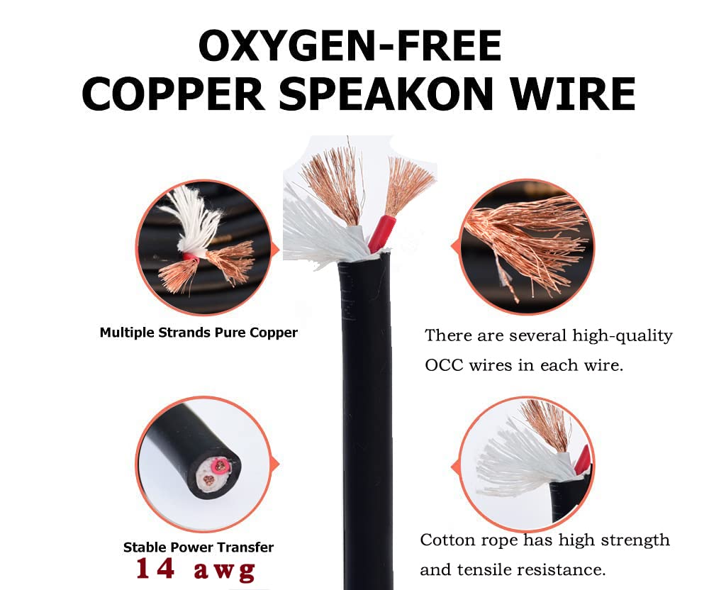 2Pcs 14 awg Speaker Cable with Twist Lock M736