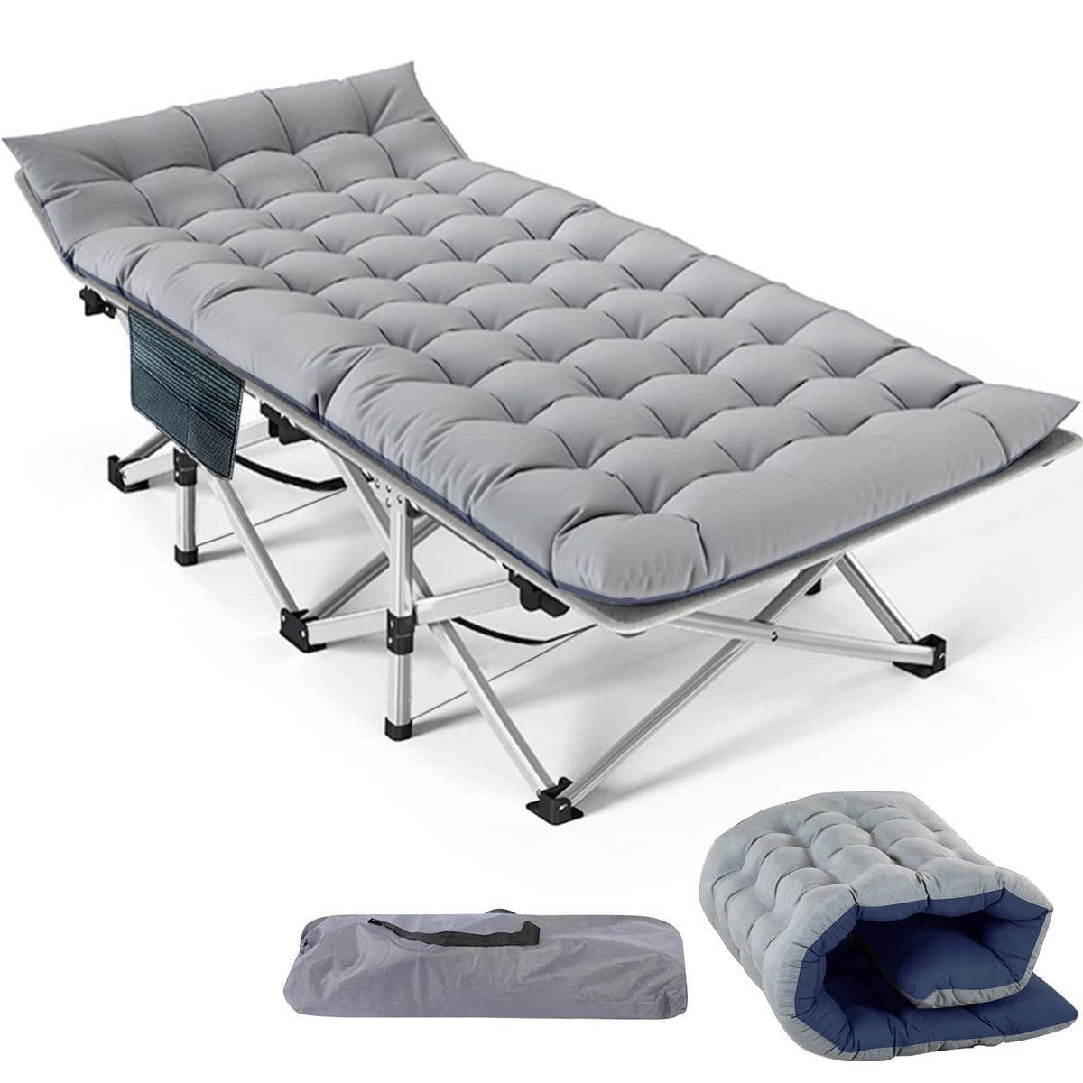 Folding Camping Cot with Mat & Carry Bag H612372