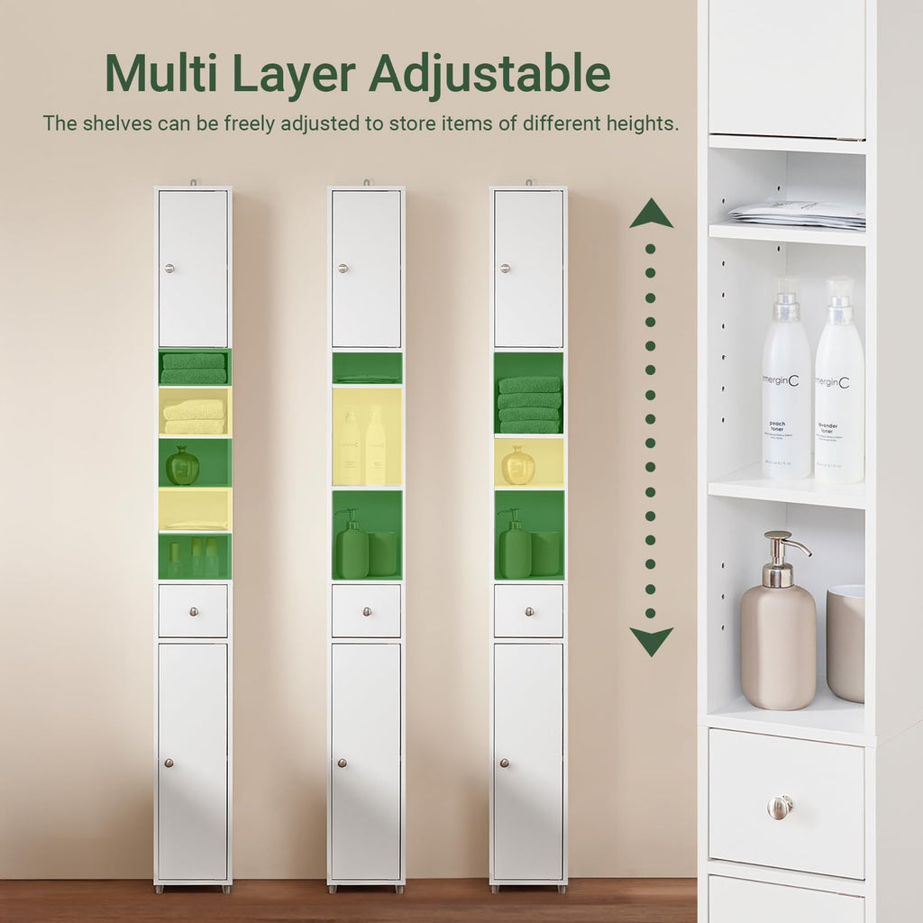 Narrow White Bathroom Storage Cabinet L36252