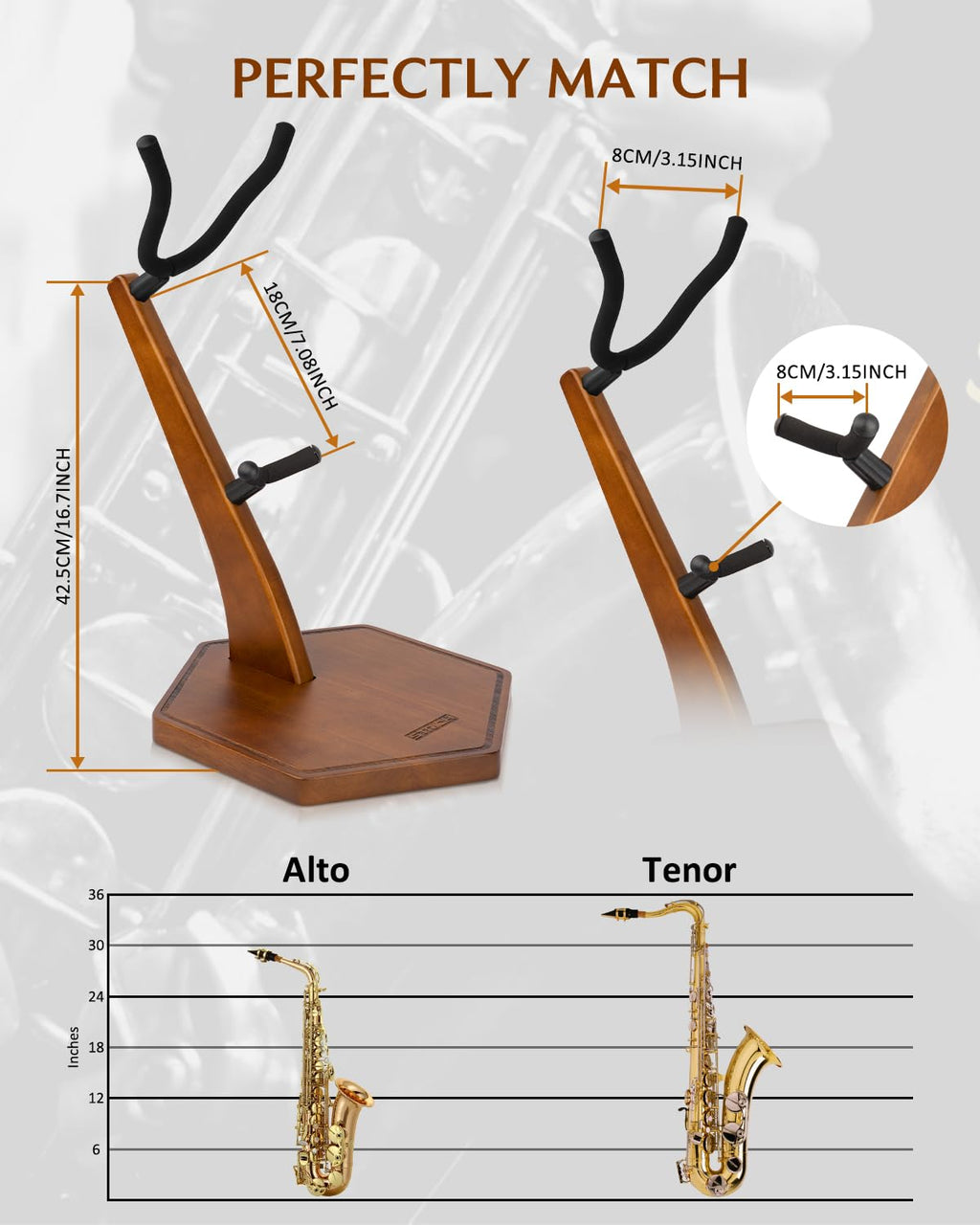 Wooden Saxophone Stand I98416