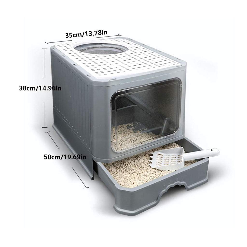 Foldable Enclosed Cat Litter Box with Lid R427