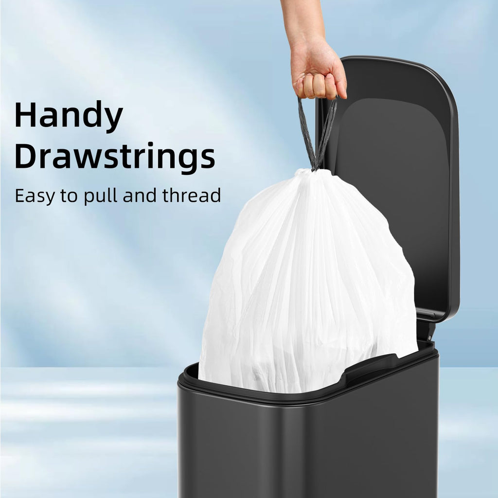 1.6 Gallon Mini Drawstring Trash Bags, 120 Counts White Trash Bin Liners R7739