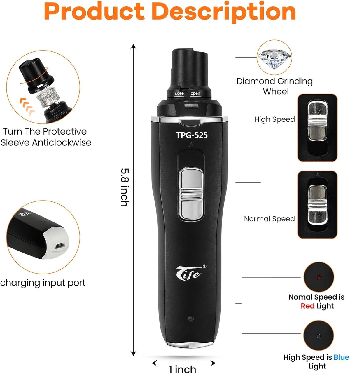 Rechargeable Electric Pet Nail Grinder X67072