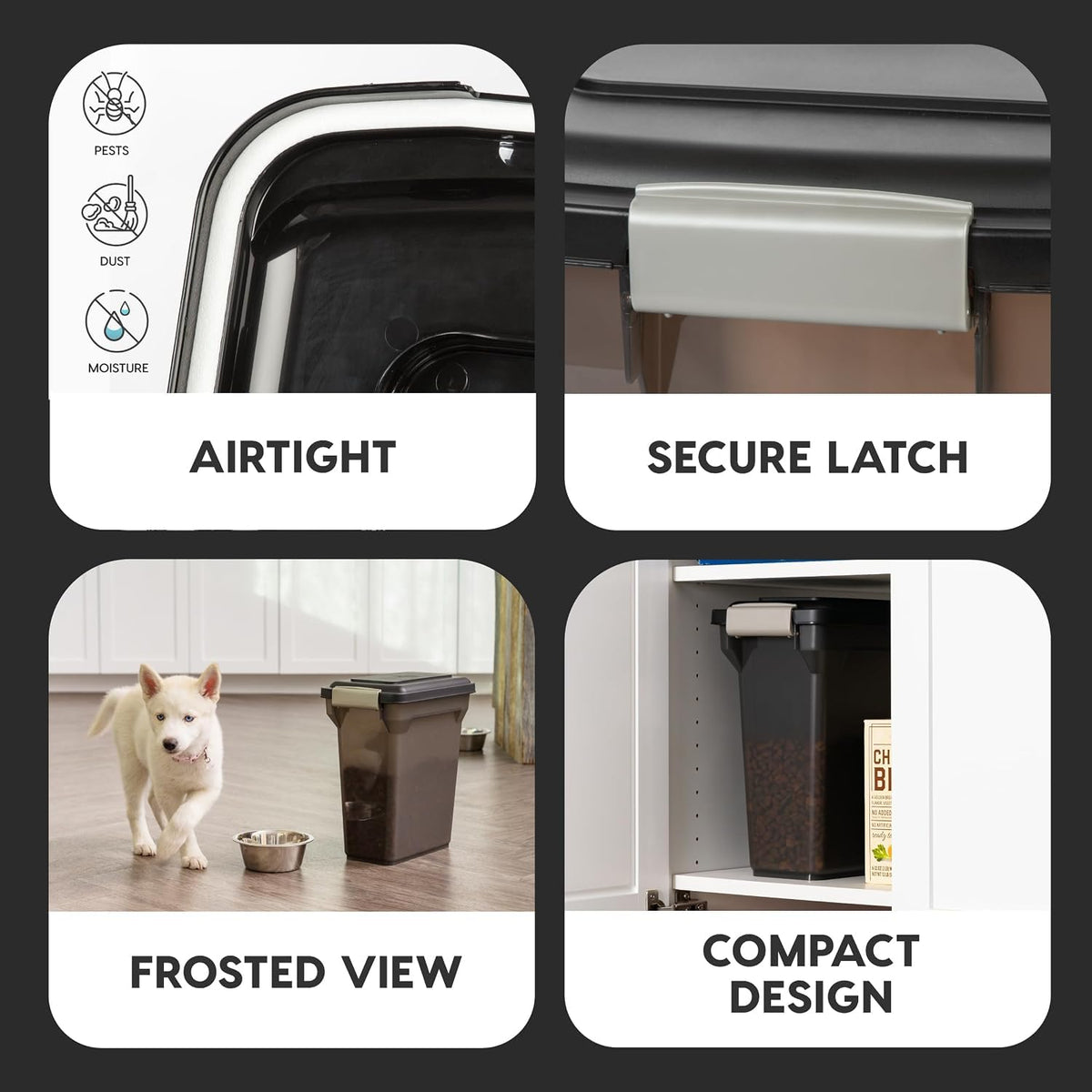 Dog Food Storage Container Up to 13 lbs Smoke I28752