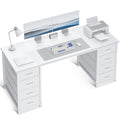 55 Inch Computer Desk with 8 Fabric Drawers White Y792252