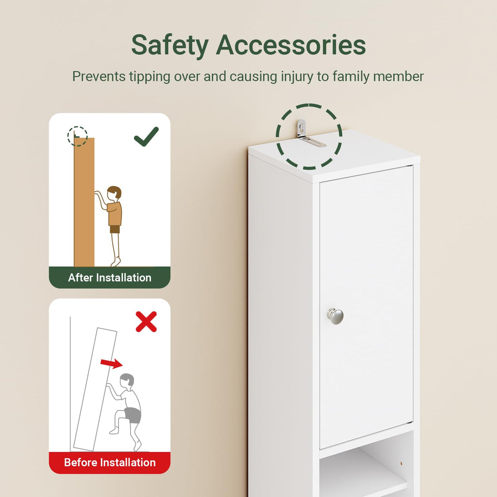 Narrow White Bathroom Storage Cabinet L36252