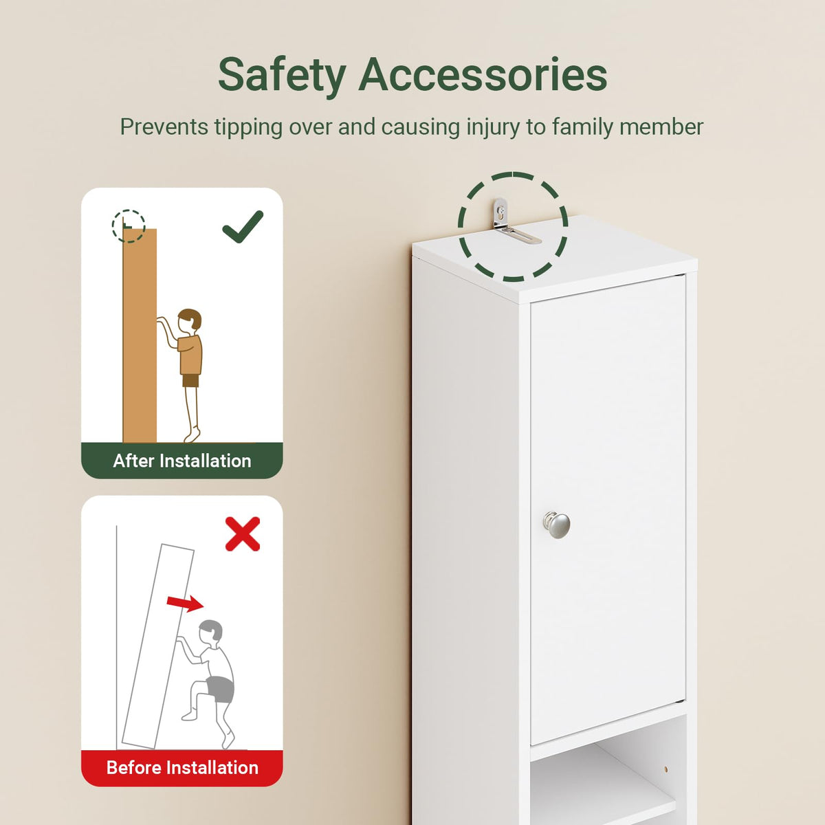 Narrow White Bathroom Storage Cabinet L36252