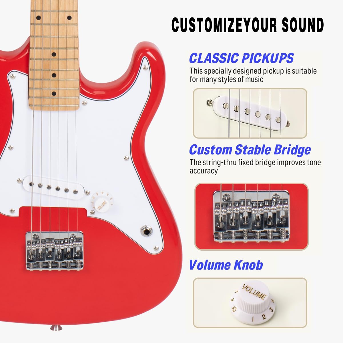 32 Inch Junior Size Red Electric Guitar Beginner Kit with Amplifier and Bag Y494984