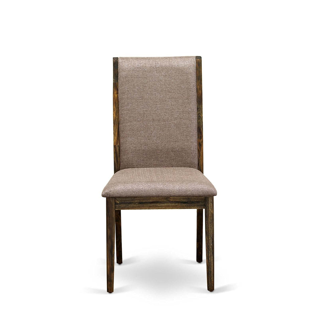 9 Piece Walnut Dining Table Set with Butterfly Leaf and 8 Dark Khaki Linen Fabric Chairs G7454
