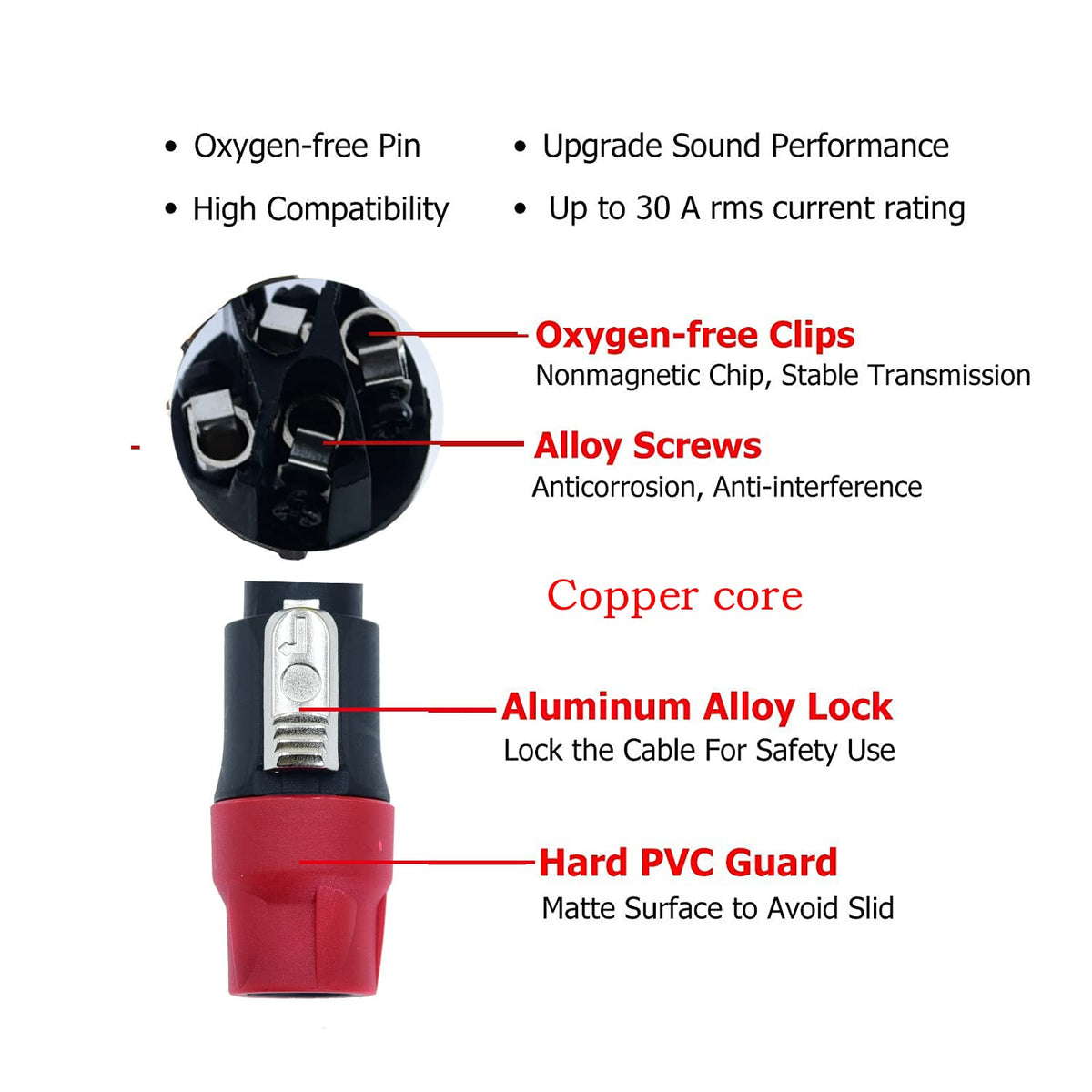 2Pcs 14 awg Speaker Cable with Twist Lock M736