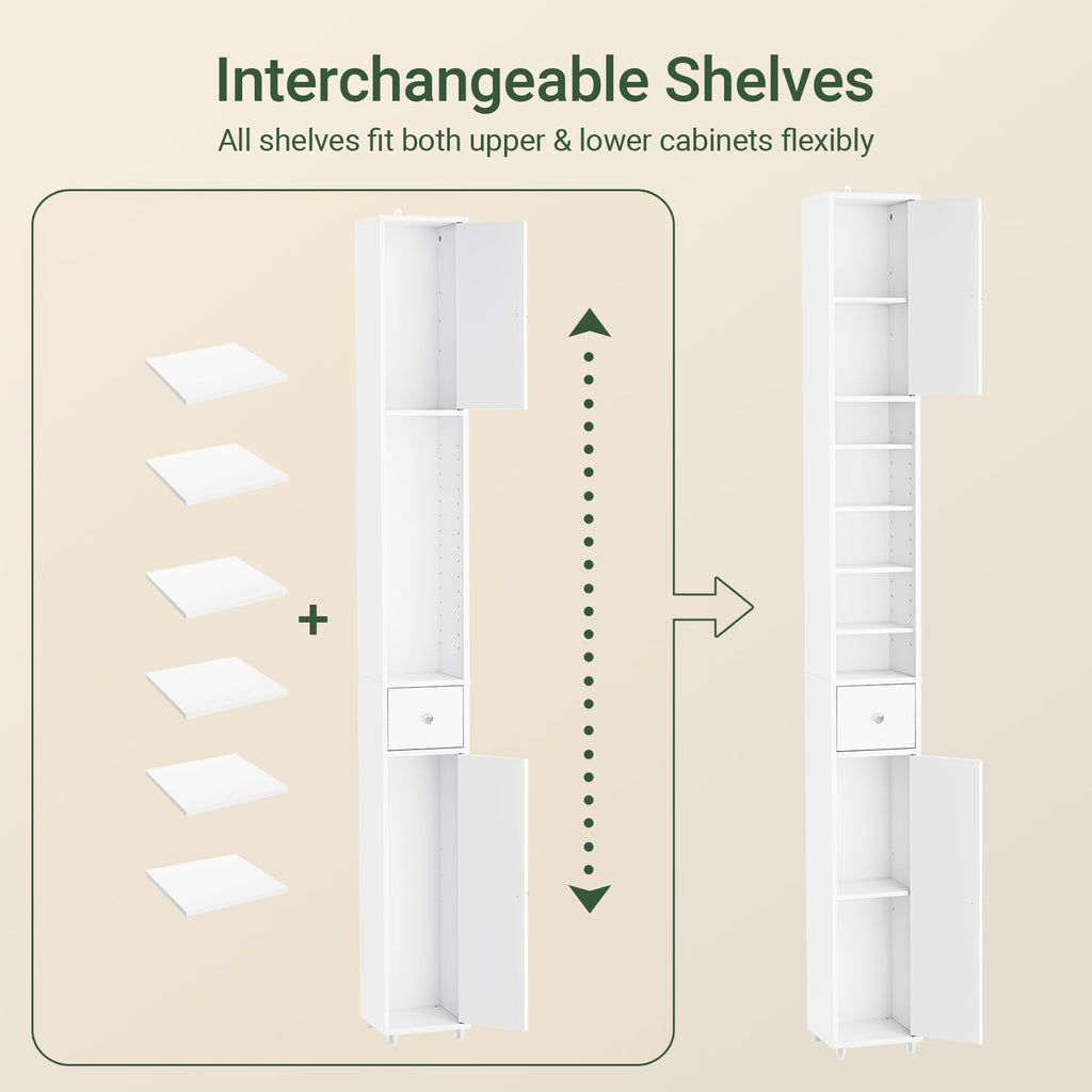 Narrow White Bathroom Storage Cabinet L36252