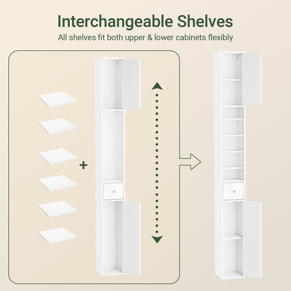 Narrow White Bathroom Storage Cabinet L36252