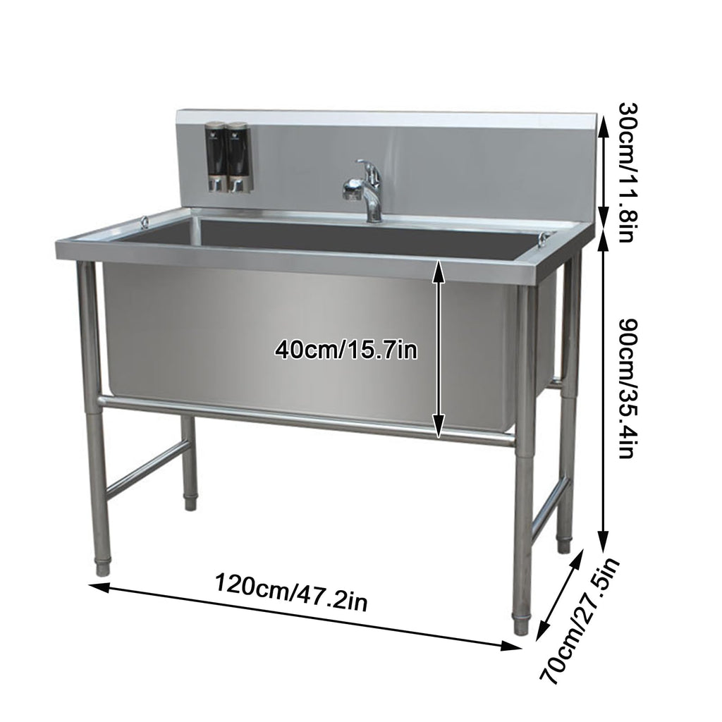 47" Stainless Steel Dog Grooming Tub with Stairs M3598