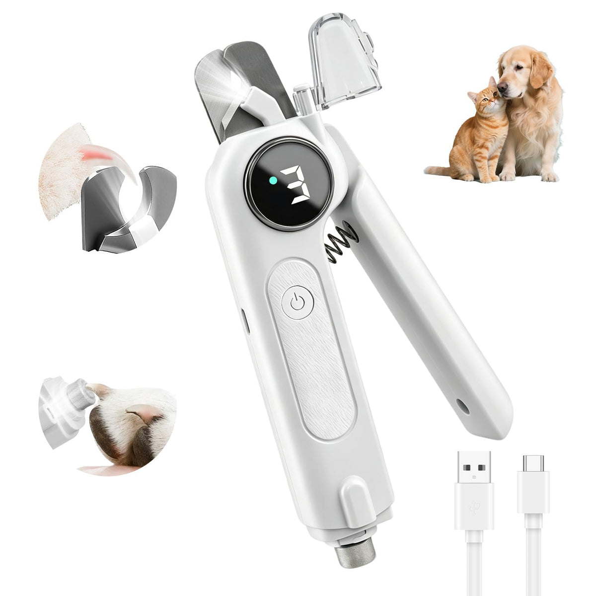 2-in-1 Dog Nail Clippers & Grinder with LED Light Q9303