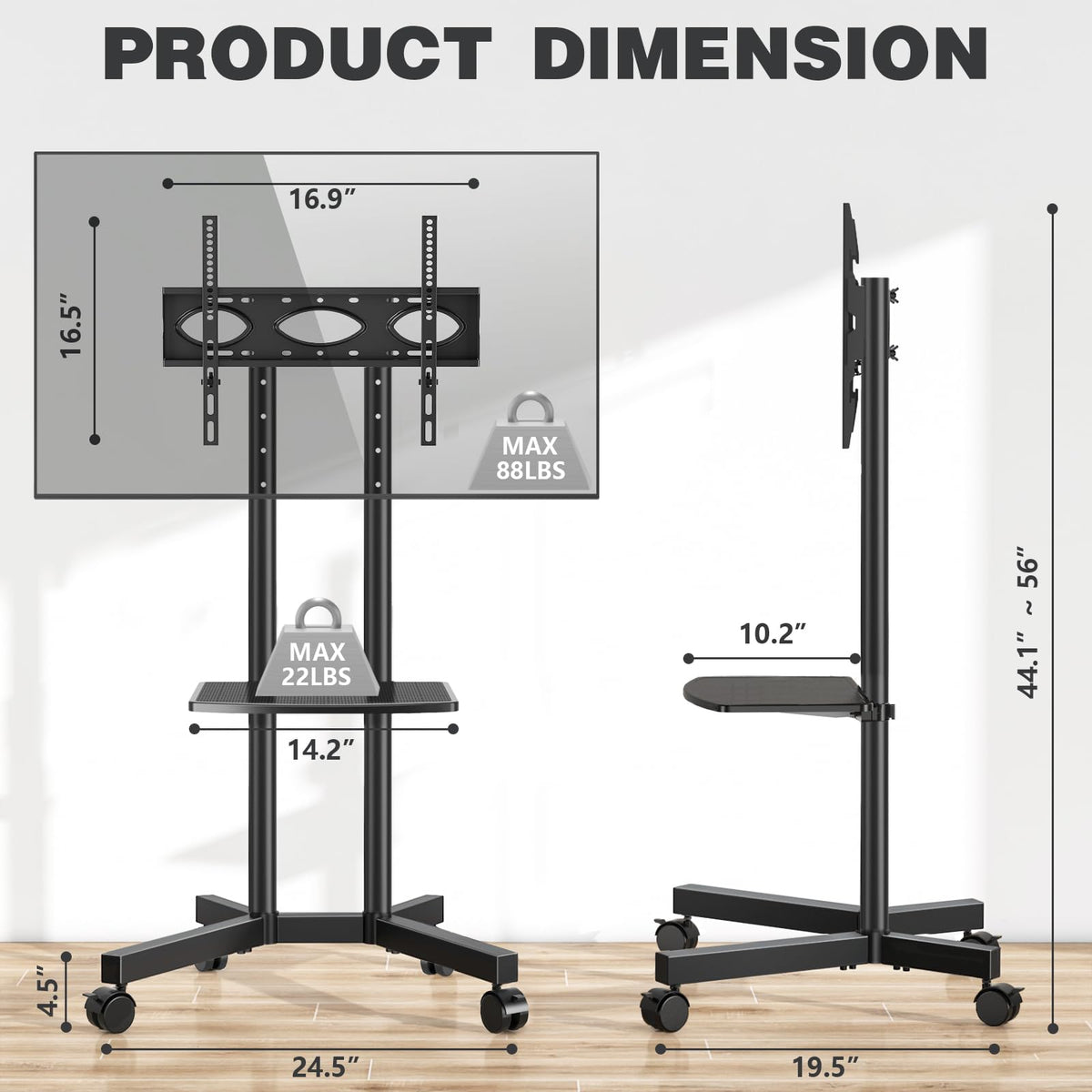 Mobile TV Stand with Wheels for 32-75 Inch TVs S802371