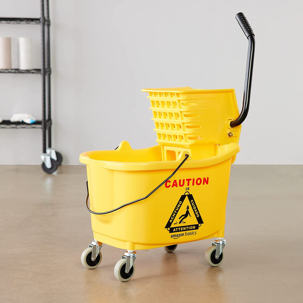 Yellow 35-Quart Mop Bucket on Wheels Y587372