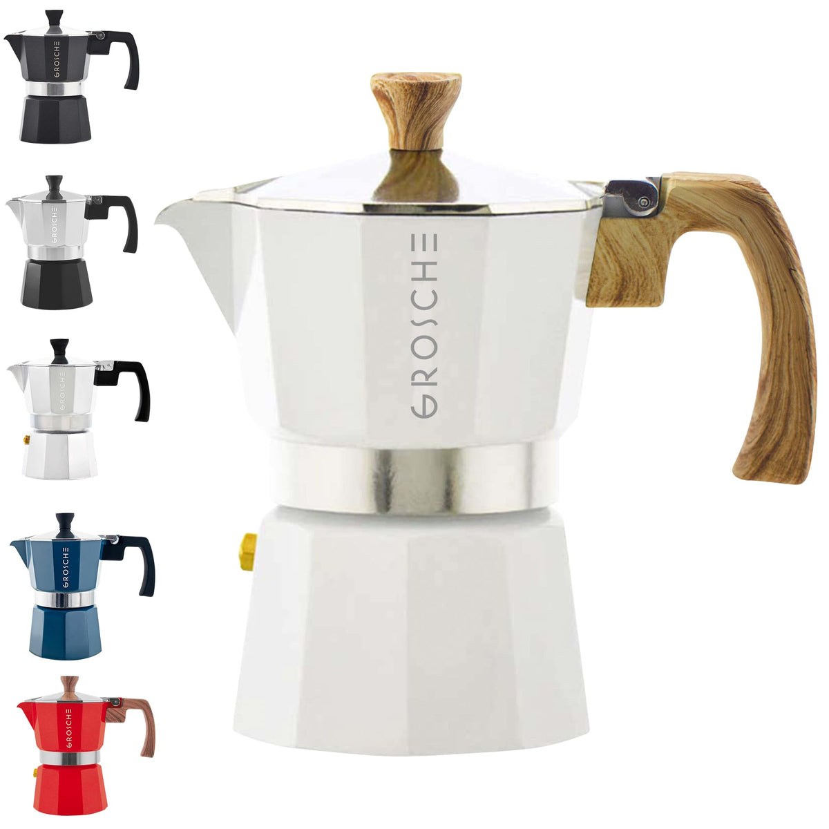 Stovetop Espresso Maker Moka Pot 5 oz White H597810