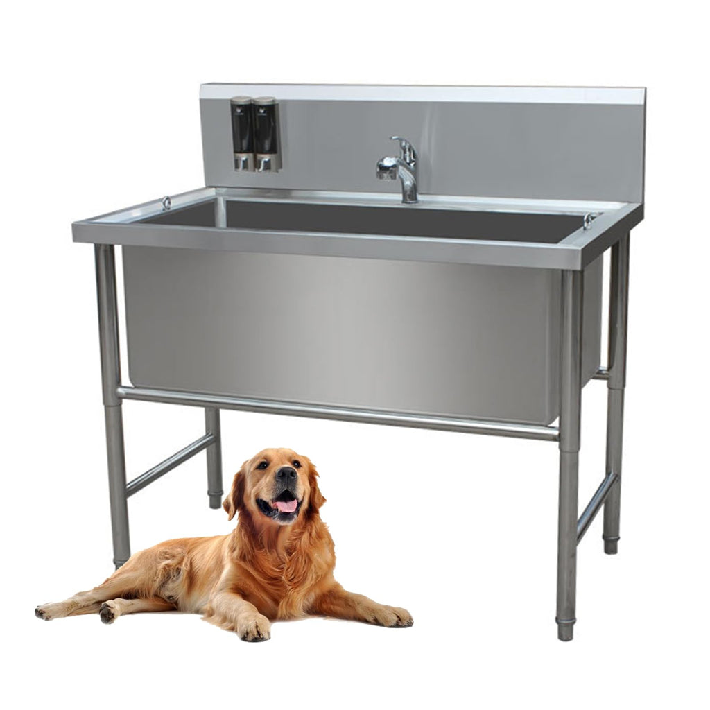 47" Stainless Steel Dog Grooming Tub with Stairs M3598