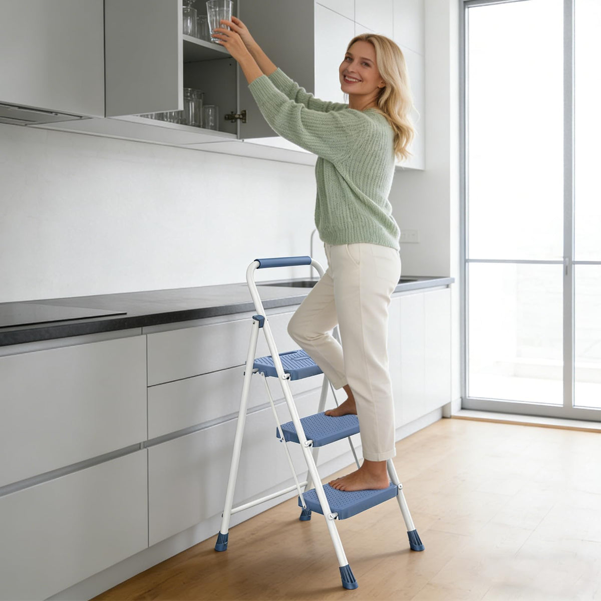 3 Step Folding Step Stool with Safety Lock Z524658