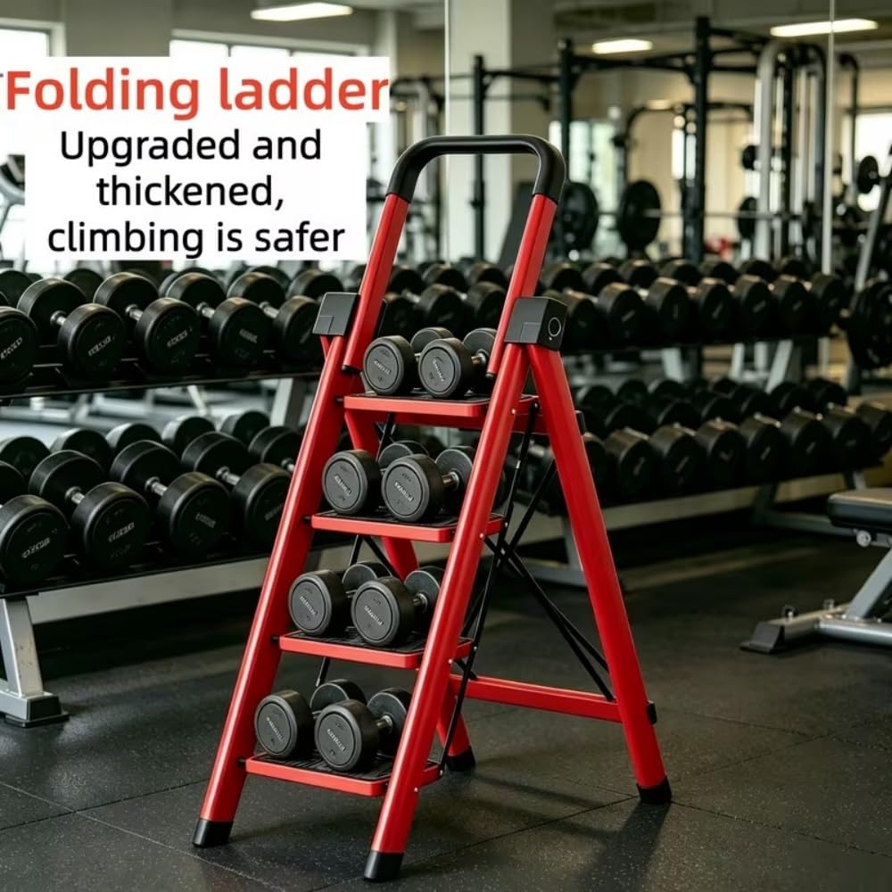 Heavy Sturdy Steel 4 Tier Step Stool with Handrail E77472