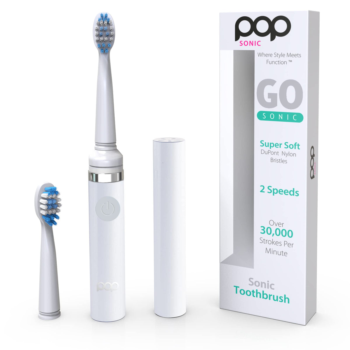 White Electric Toothbrush with 2 Replacement Heads E87436