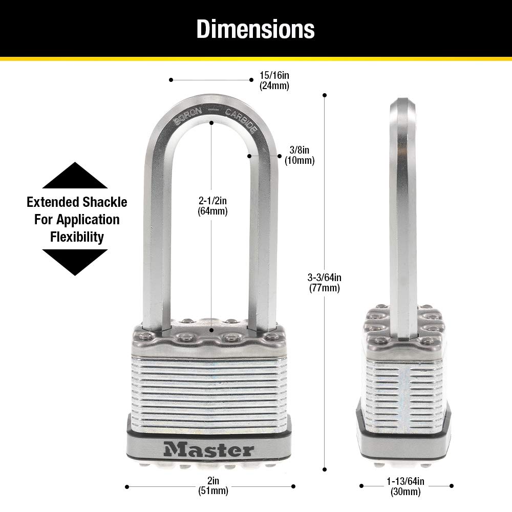 Heavy Duty Outdoor Padlock with Key, 4 Pack Keyed-Alike R30419