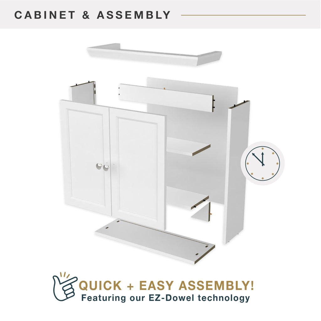 White Wall Mounted Medicine Cabinet Organizer L38927
