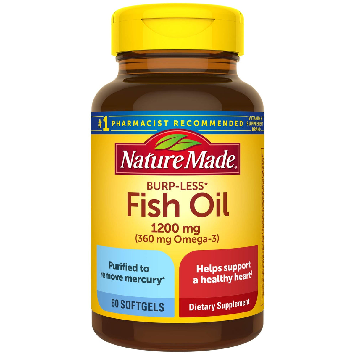 Fish Oil Omega 3 Supplement 1200 mg 60 Softgels D4774