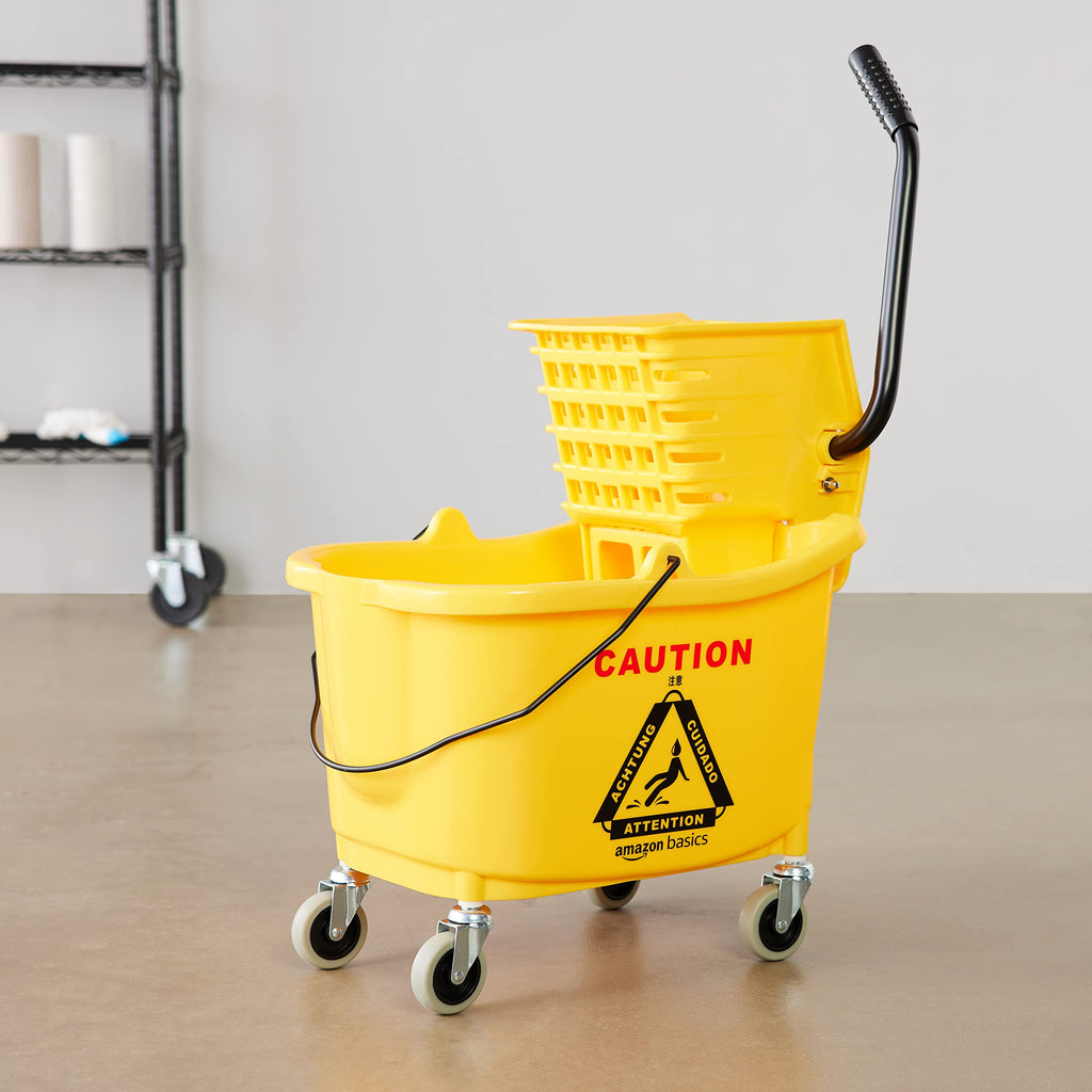 Yellow 35-Quart Mop Bucket on Wheels Y587372